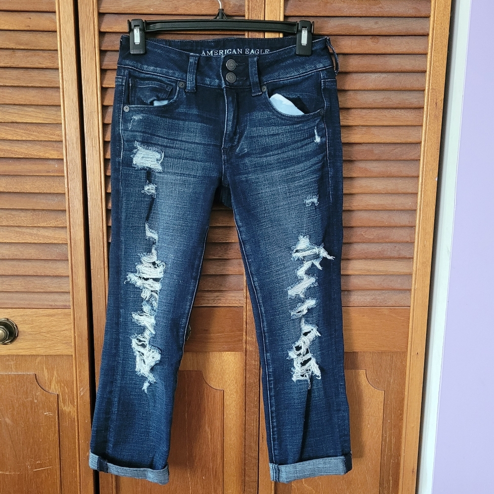 American Eagle Artist Crop Ripped Jeans